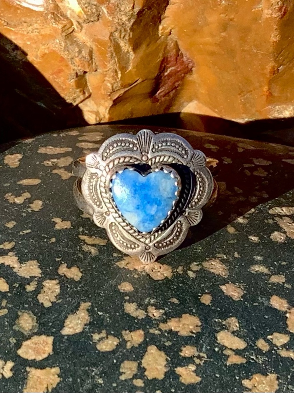 Lapis Sterling Heart Ring